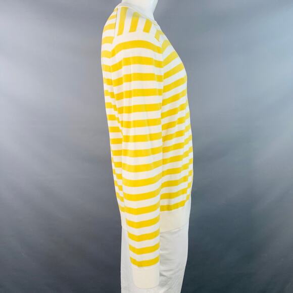 MR TURK Size L Yellow White Pink Flamingo Stripe Cotton Blend Crew Neck Pullover - Picture 3 of 6